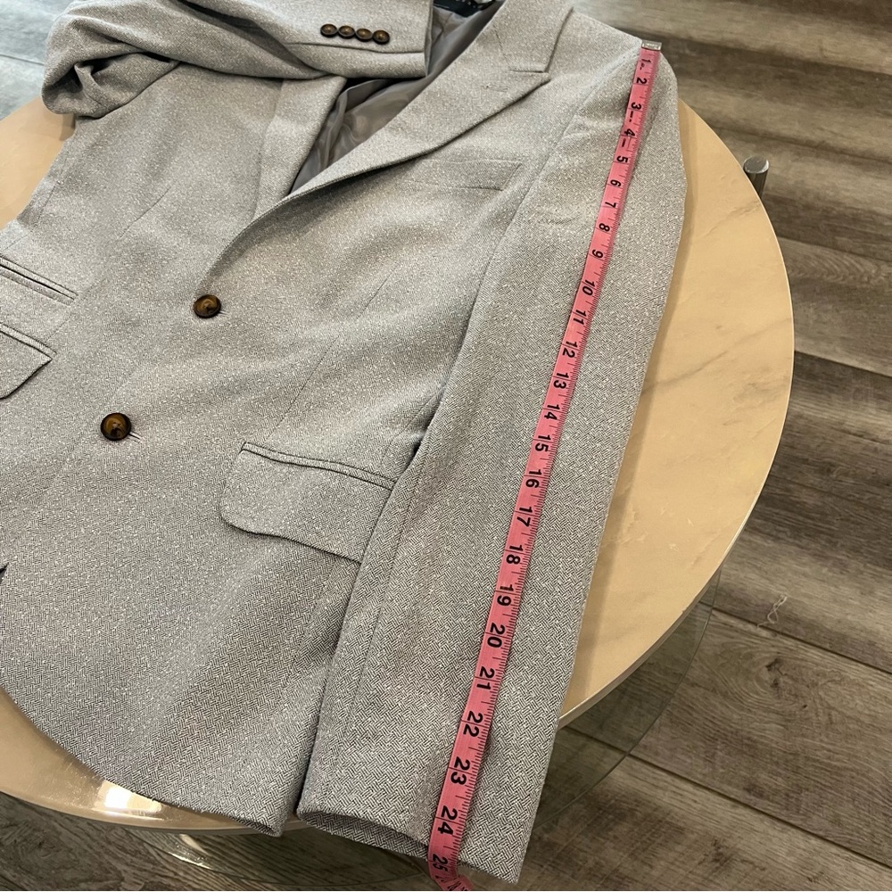 ASOS Design Light Grey Tweed Blazer Jacket. - Picture 14 of 15
